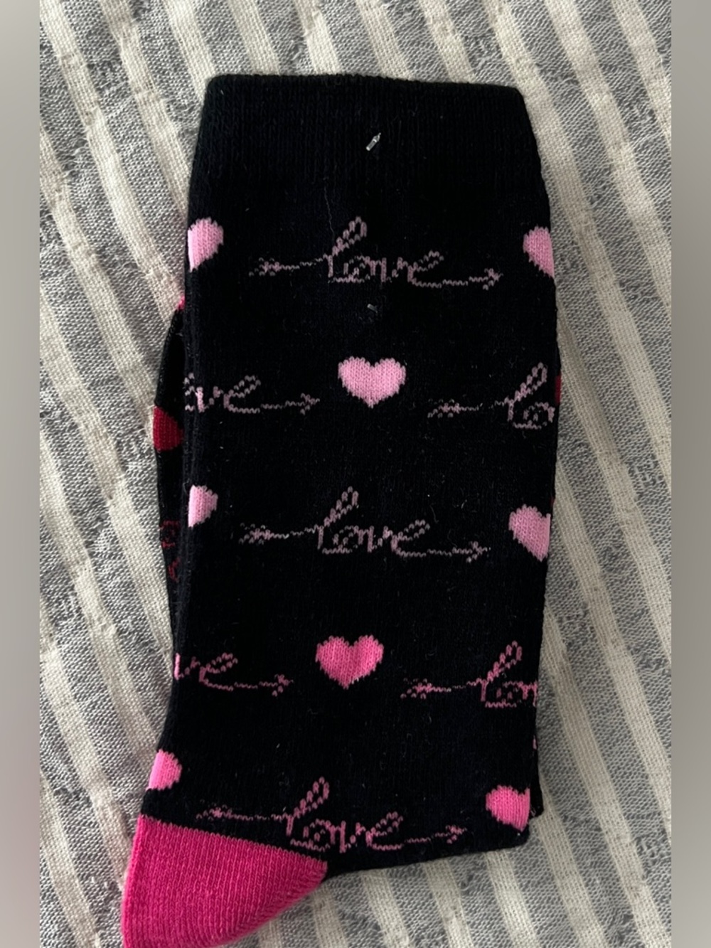 Whimsy valentine Black & Pink 'Love' Heart Crew Socks